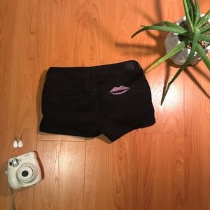 Grunge Kiss My Ass Triple Zipper Denim Shorts